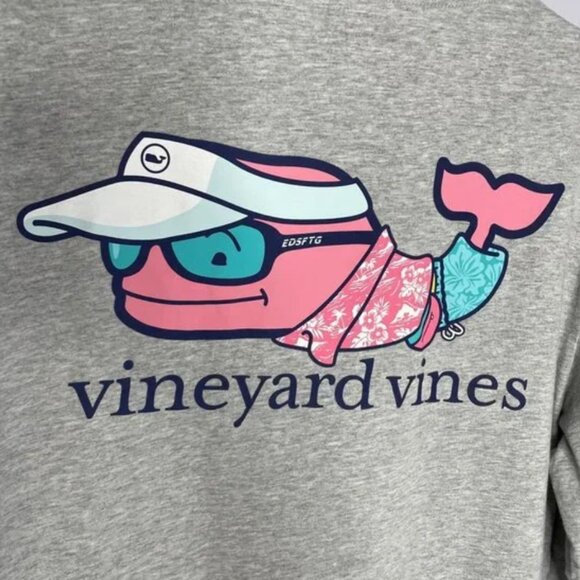 Vineyard Vines Pocket T-Shirt Long-Sleeve Heather Grey Vacation Whale - Picture 2 of 9